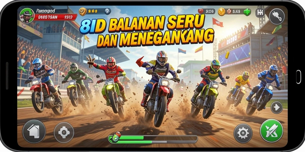 Screenshot gameplay <strong>8ID</strong> menampilkan mobil balap melibas tikungan tajam.