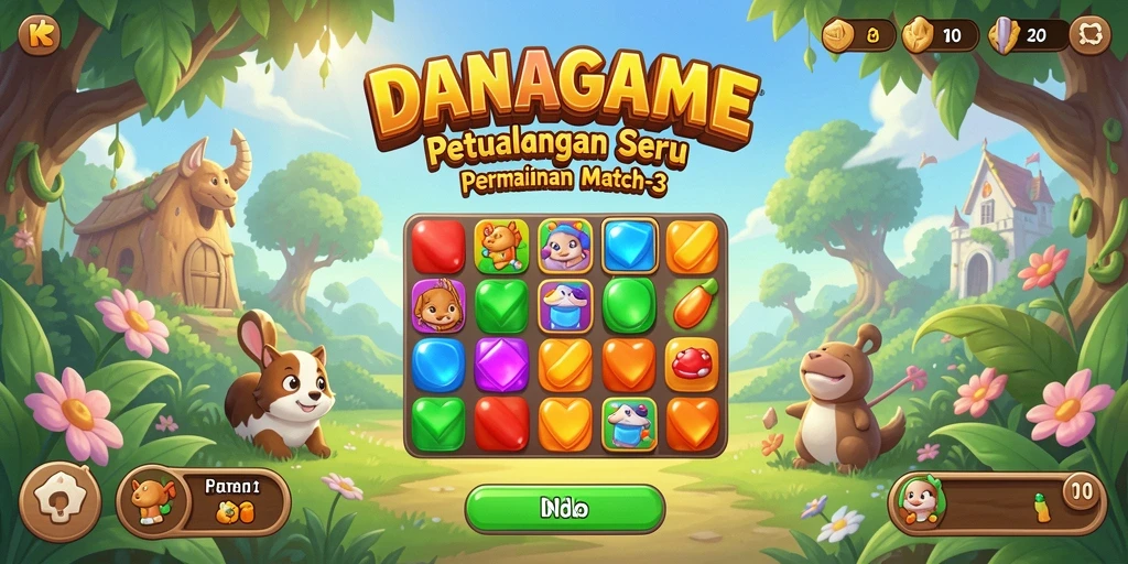 Tampilan gameplay seru DANAGAME dengan tantangan Match-3.