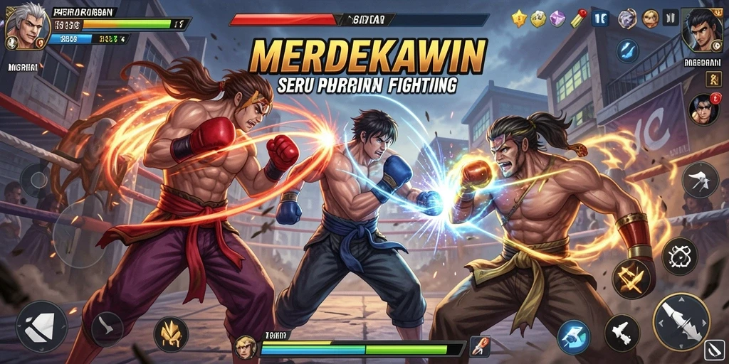 Gambaran gameplay MERDEKAWIN yang penuh aksi dan pertarungan mendebarkan.