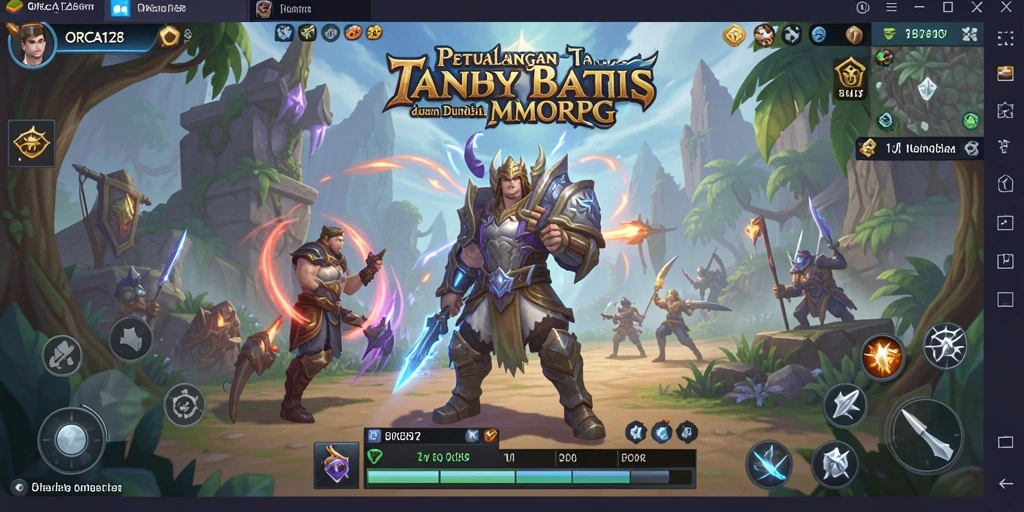 Skrinsut gameplay ORCA128 yang menampilkan pertarungan epik antara karakter-karakter.
