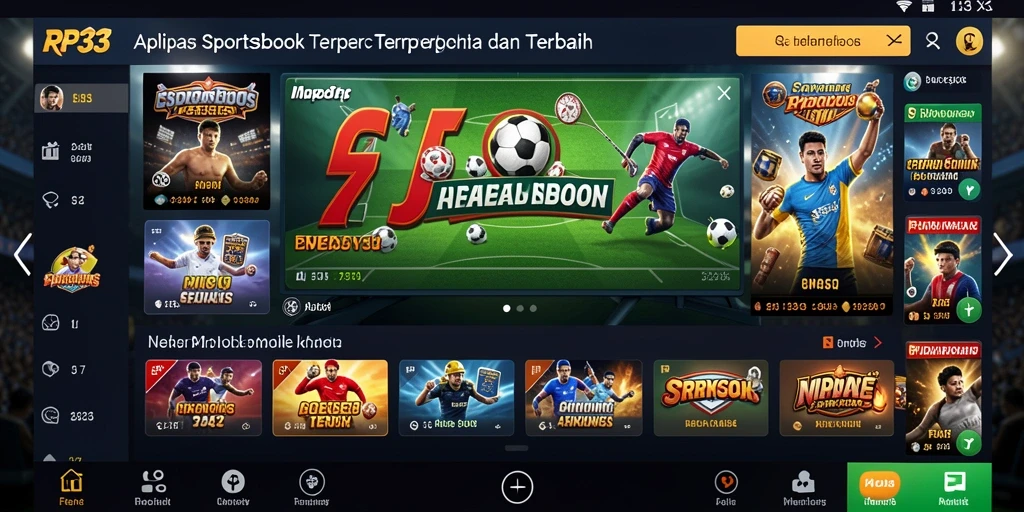 Screenshot utama RR33 menampilkan antarmuka taruhan olahraga yang menarik.