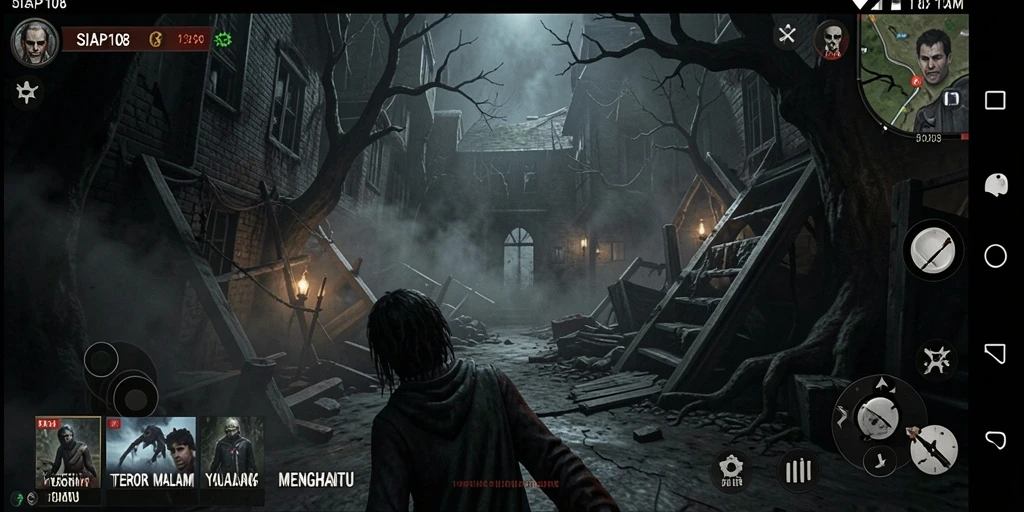 Screenshot menunjukkan suasana mencekam dalam gameplay SIAP108.